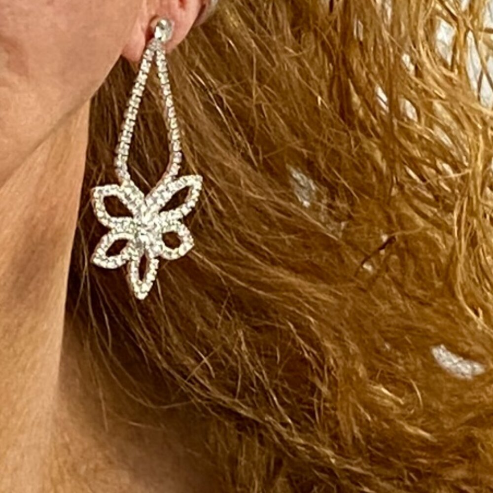 Cezanne Rhinestone Dangle Lotus Earrings Jewelry